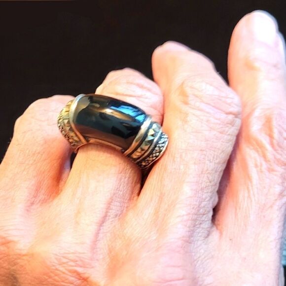 Sterling Silver Onyx Marquisite Ring. Size 6 NWOT - Picture 2 of 3
